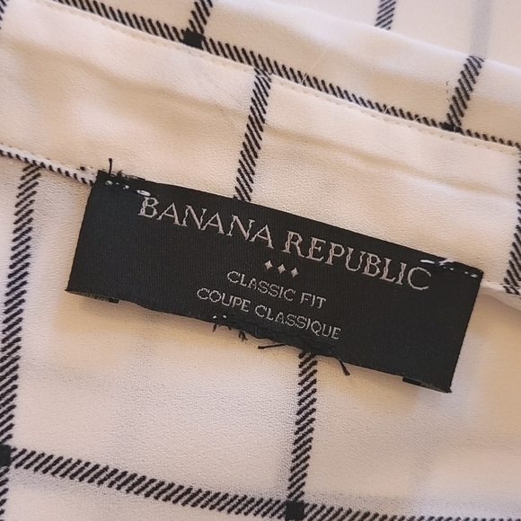 Banana Republic Button-up Blouse (sz L, ivory/blk) - Picture 2 of 5